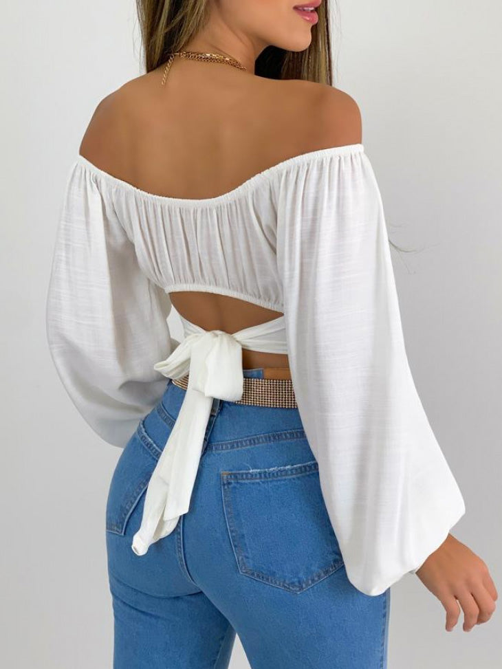Stilla | Damebluser En Ord Krave Lang Ærme Crop Bluse Rabat