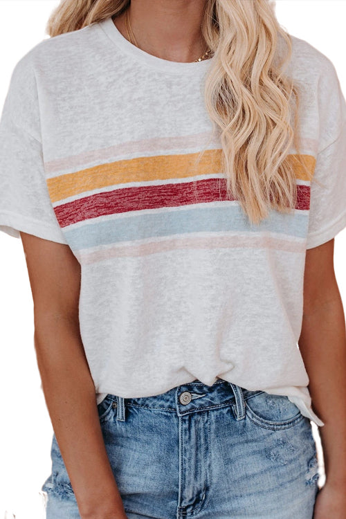 Stilla | Tee for You Hvid Stribet Korte Ærme Tee Online