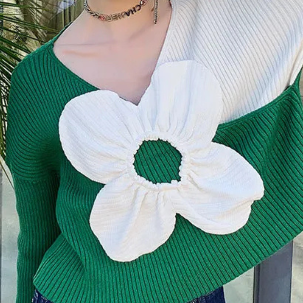 Stilla | Blomstret Sweater Med V-Udskæring Til Damer Online Hot Salg
