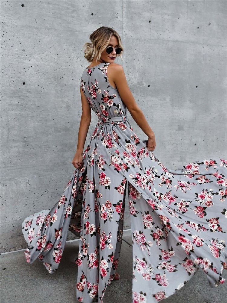 Stilla | Blomstret V|Hals Blondekjole